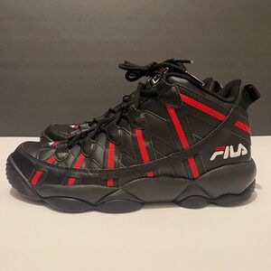 Size 11.5 Men’s Fila Spaghetti Worn 1X Used Black Red